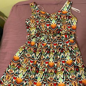 Southwestern print dress with matching belt